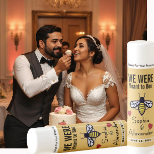 Meant to Bee Bride Groom Name with Hearts Bee Date Lip Balm