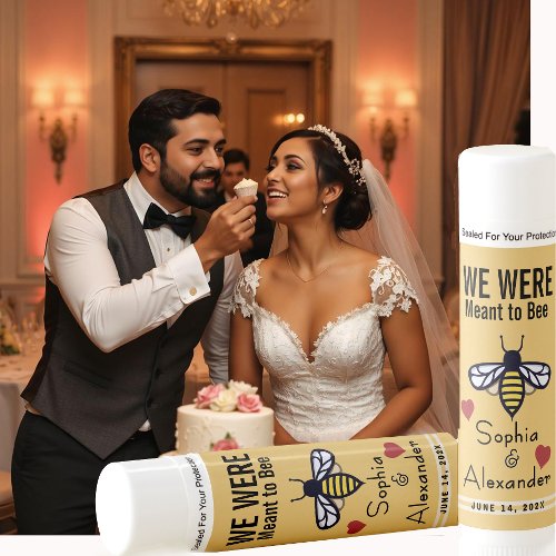 Meant to Bee Bride Groom Name with Hearts Bee Date