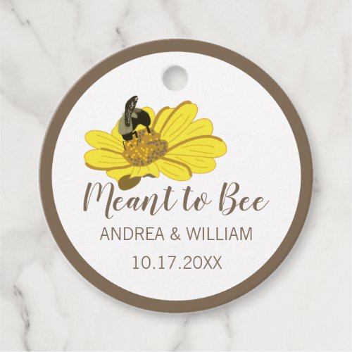 Meant to Bee Brown and Yellow Honey Bee Wedding Favor Tags