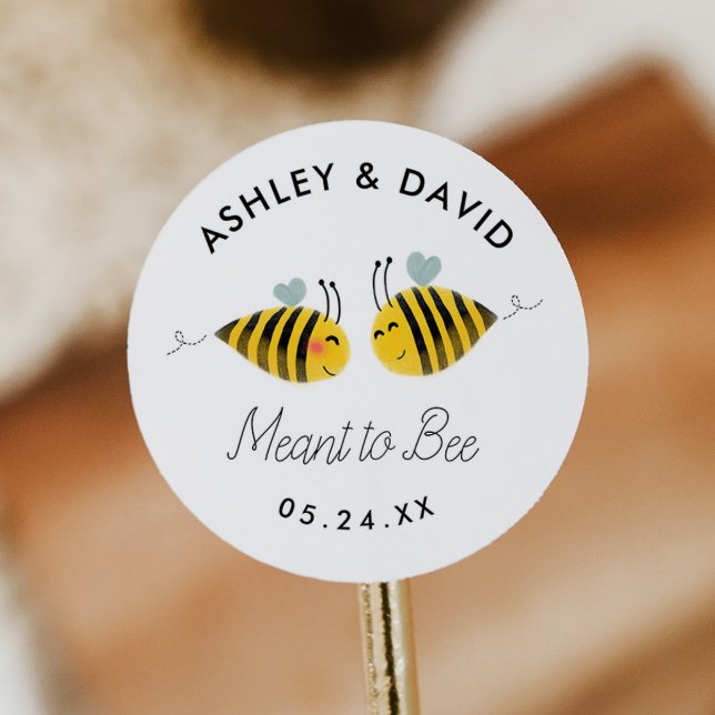 Meant To Bee Bumble Bee Wedding Favors Classic Round Sticker (Creator Uploaded)
