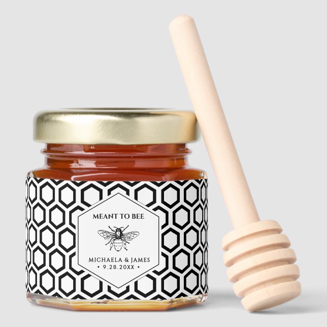 Meant To Bee Couple's Names Honeycomb Wedding Honey Jar Favors (Front)