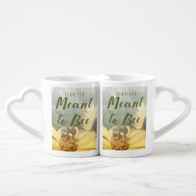Meant to Bee Couples Wedding or Anniversary Coffee Mug Set (Front Nesting)