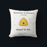 Meant To Bee Customizable Cool Buzzing Bees Throw Pillow<br><div class="desc">Great custom pillow for any bee-loving couple that was "meant to be".</div>