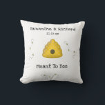 Meant To Bee Customizable Cool Buzzing Bees Throw Pillow<br><div class="desc">Great custom pillow for any bee-loving couple that was "meant to be".</div>