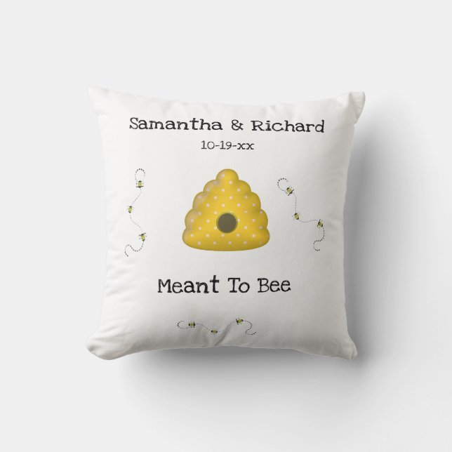 Meant To Bee Customizable Cool Buzzing Bees Throw Pillow (Front)