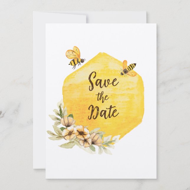 Meant to Bee Cute Affordable Wedding Save the Date Invitation (Front)