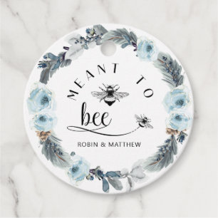 Meant to Bee, Dusty Blue Honey Wedding Favor Tags