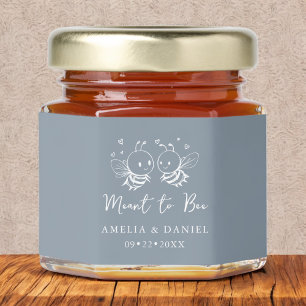 Meant to Bee Dusty Blue Minimalist Wedding Honey Jar Favors