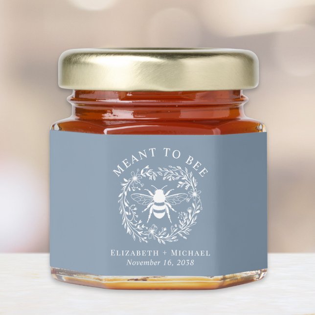 Meant To Bee Dusty Blue Wedding Honey Jar Favors (Creator Uploaded)