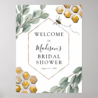 Meant to Bee Eucalyptus Baby Shower Welcome  Poster