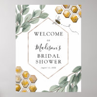 Meant to Bee Eucalyptus Baby Shower Welcome  Poster