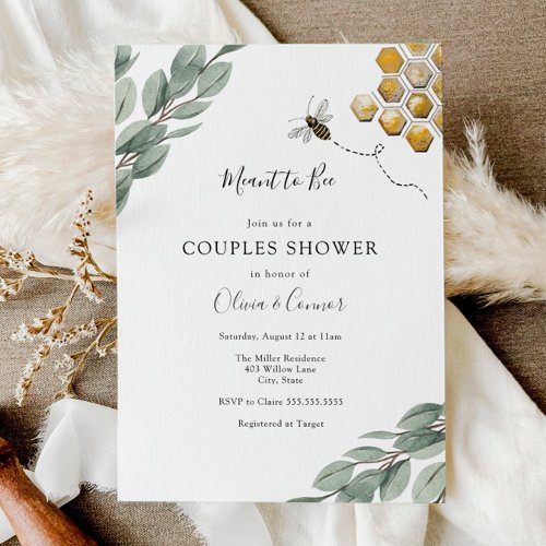 Meant to Bee Eucalyptus Couples Shower Invitation