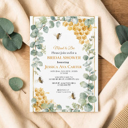Meant to Bee Eucalyptus Greenery Bridal Shower Invitation