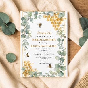 Meant to Bee Eucalyptus Greenery Bridal Shower Invitation