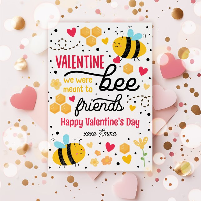 Meant To Bee Friends Cute Valentine Classroom Card (Creator Uploaded)