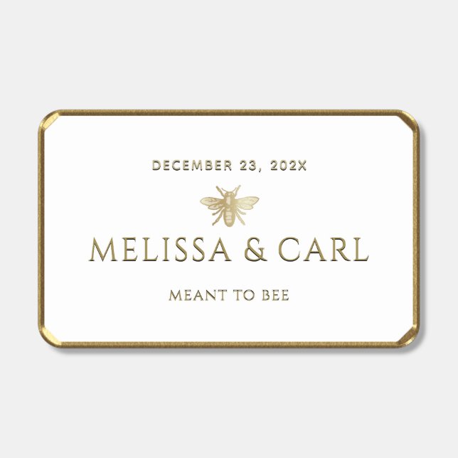 MEANT TO BEE Gold Bee Wedding Favor Matchbox Matchboxes (Front)