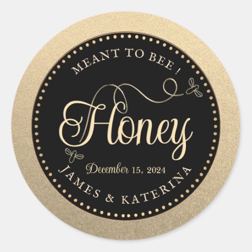 Meant to Bee Gold Black Wedding Honey Bee Label