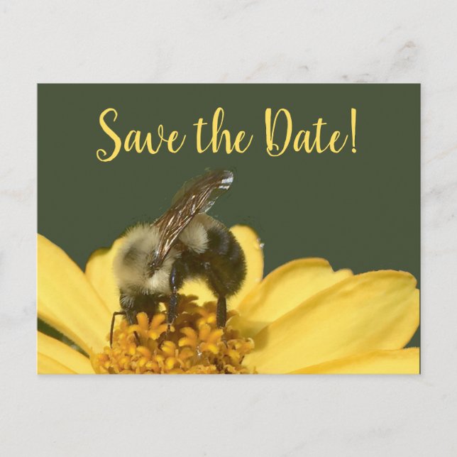 Meant to Bee Green and Yellow Save the Date Holiday Postcard (Front)