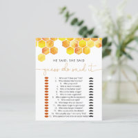 Meant to Bee He Said She Said Bridal Shower Game