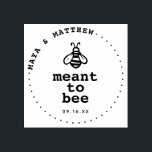 Meant To Bee Honey Bee Wedding Rubber Stamp<br><div class="desc">Save the date or wedding for your favors featuring classic typography "Meant to Bee" design on various wedding themed colors. Line art of a honey bee. Personalize with couples names and wedding date.</div>