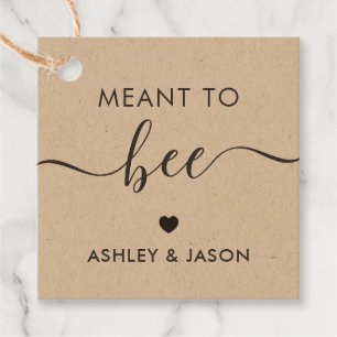 Meant to Bee Honey Gift Tag, Wedding Tag, Kraft Favor Tags