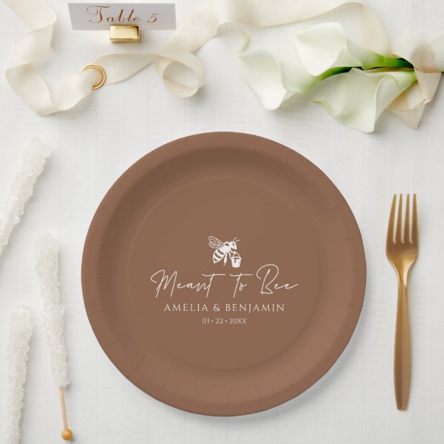 Meant to bee Honey Jar  Wedding Favors for Guests Paper Plates (Wedding)