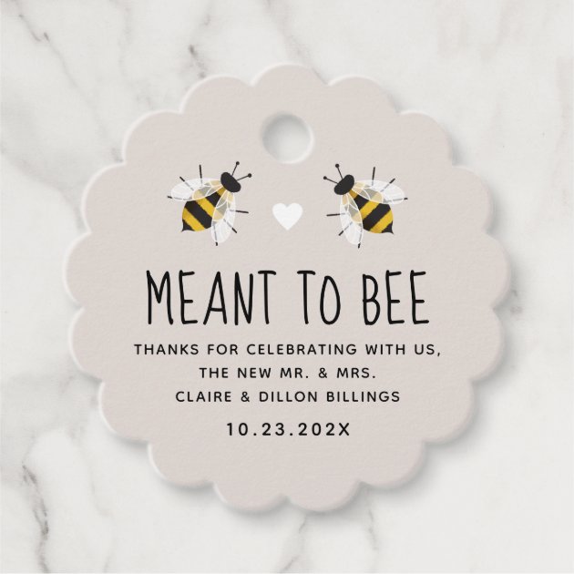 Meant to Bee Honey Color Foil Wedding/Event/Celebration Favor Hang Tags RR-277-H-F 