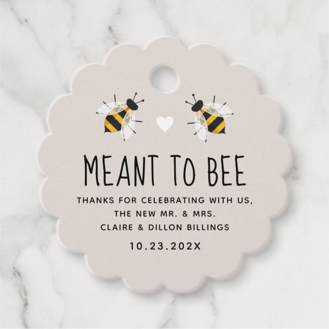 Meant to Bee Honey Wedding Favor Tag (Front)