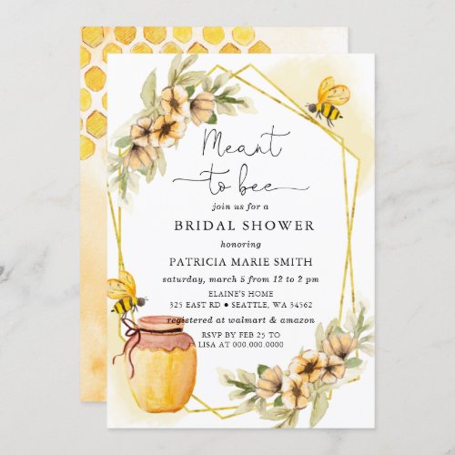 Meant To Bee Honeybee Floral Bridal Shower Invitation