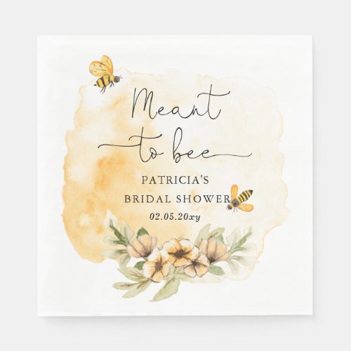 Meant To Bee Honeybee Floral Bridal Shower Napkins