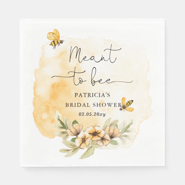 Meant To Bee Honeybee Floral Bridal Shower Napkins (Front)