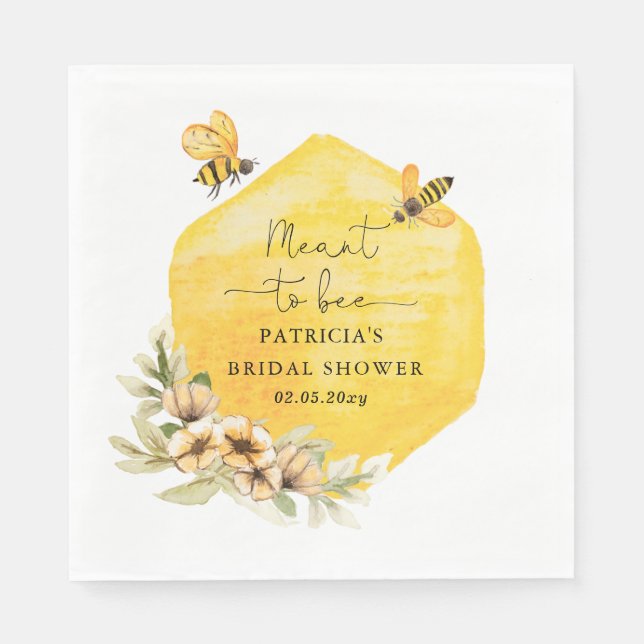 Meant To Bee Honeybee Floral Bridal Shower Napkins (Front)