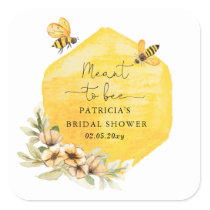 Meant To Bee Honeybee Floral Bridal Shower Square Sticker