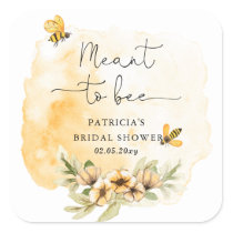 Meant To Bee Honeybee Floral Bridal Shower Square Sticker