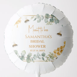 Meant to Bee Honeycomb Eucalyptus Bridal Shower Balloon