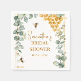 Meant to Bee Honeycomb Eucalyptus Bridal Shower Napkins