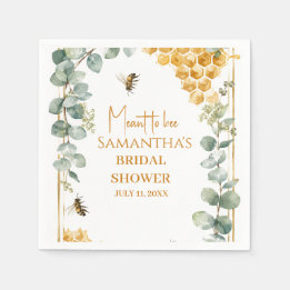 Meant to Bee Honeycomb Eucalyptus Bridal Shower Napkins
