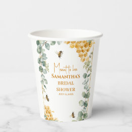 Meant to Bee Honeycomb Eucalyptus Bridal Shower Paper Cups