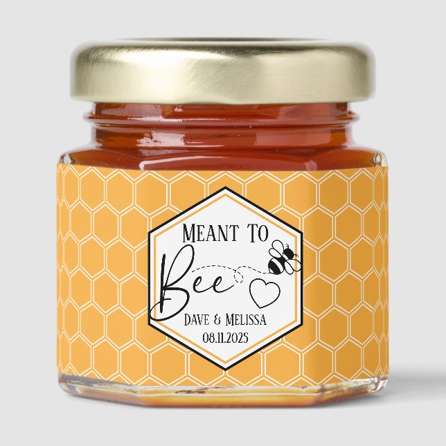Meant to Bee Honeycomb Personalized Wedding  Honey Jar Favors (Front)