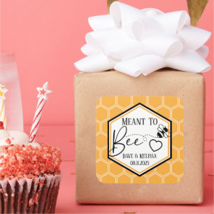 Meant to Bee Honeycomb Personalized Wedding  Square Sticker