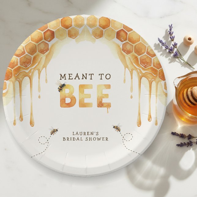 Meant to Bee Honeycomb Watercolor Bridal Shower Paper Plates (Meant to Bee Honeycomb Watercolor Bridal Shower Paper Plates
)