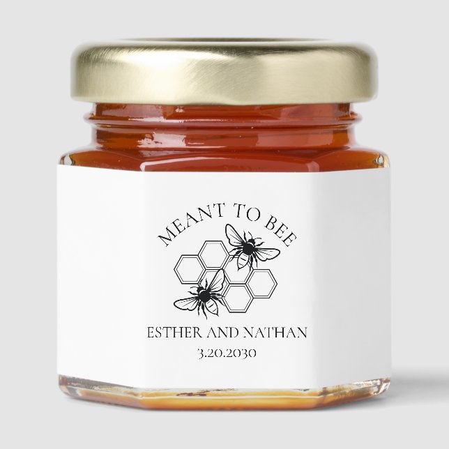 Meant to Bee Honeycomb Wedding Honey Jar Favors (Front)