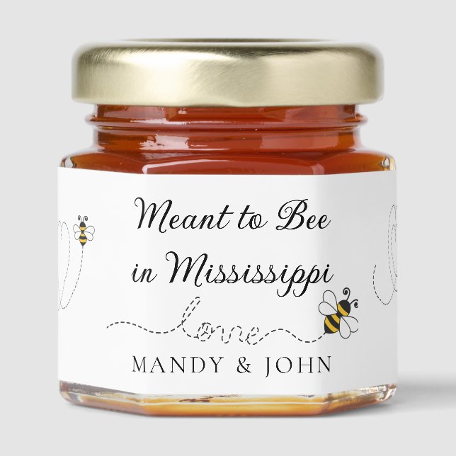 “Meant to Bee in Mississippi” Personalized  Honey Jar Favors (Front)