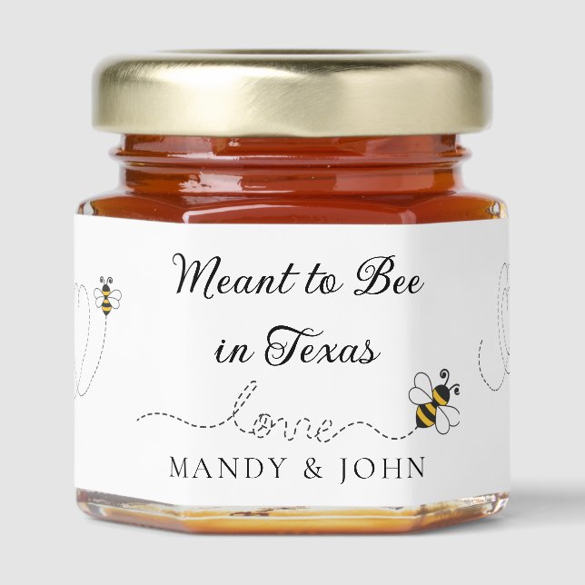 “Meant to Bee in Texas” Personalized  Honey Jar Favors (Front)