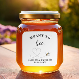 Meant to Bee Jar Label, Wedding Favor Honey Square Sticker