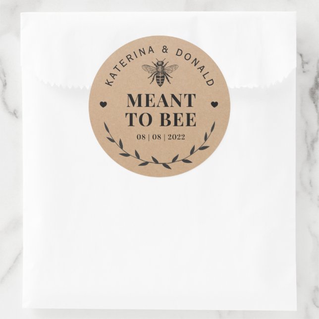 Meant To Bee Kraft Rustic Wedding Favor Seal (Bag)