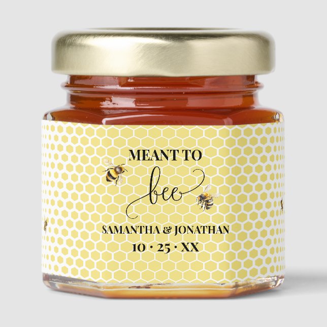 Meant to Bee Minimalist Bridal Shower Honey Jar Favors (Front)