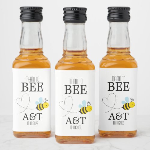 Meant To Bee Monogram Mini Liquor Bottle Label