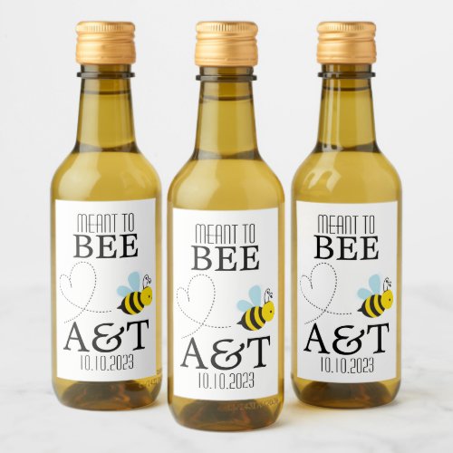 Meant To Bee Monogram Mini Wine Bottle Label