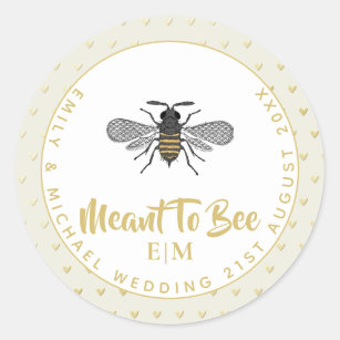 Meant To BEE Monogram Wedding Bridal Shower Thanks Classic Round Sticker